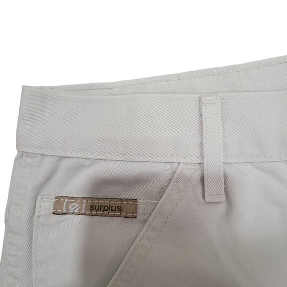 Vintage Lei Surplus Cream Button Fly Denim Cargo Shorts - Picture 6 of 8